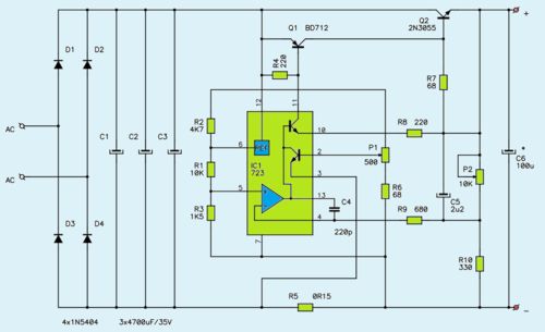 1V-27V 3A可變直流電源電路圖及集成電路設計分析